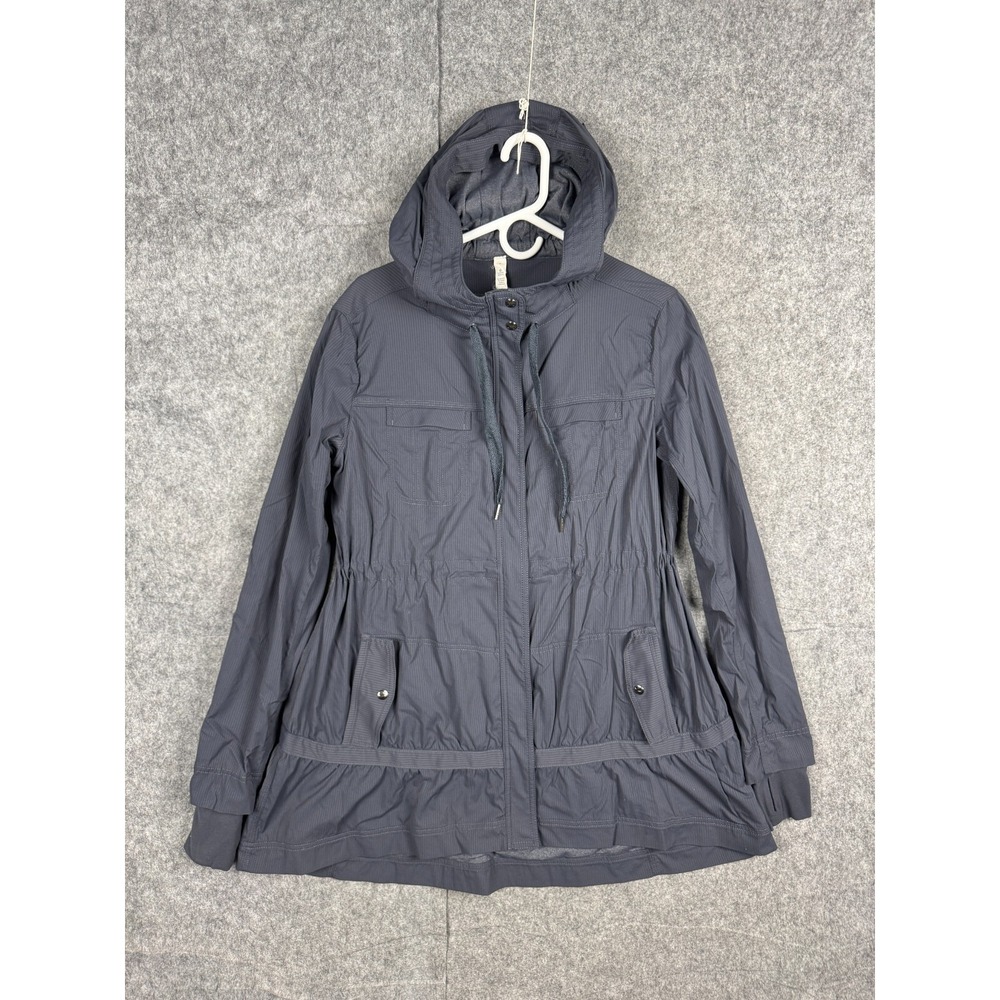 Lululemon Apres Practice Jacket Women's 8 Gray Full Zip Snap Hooded